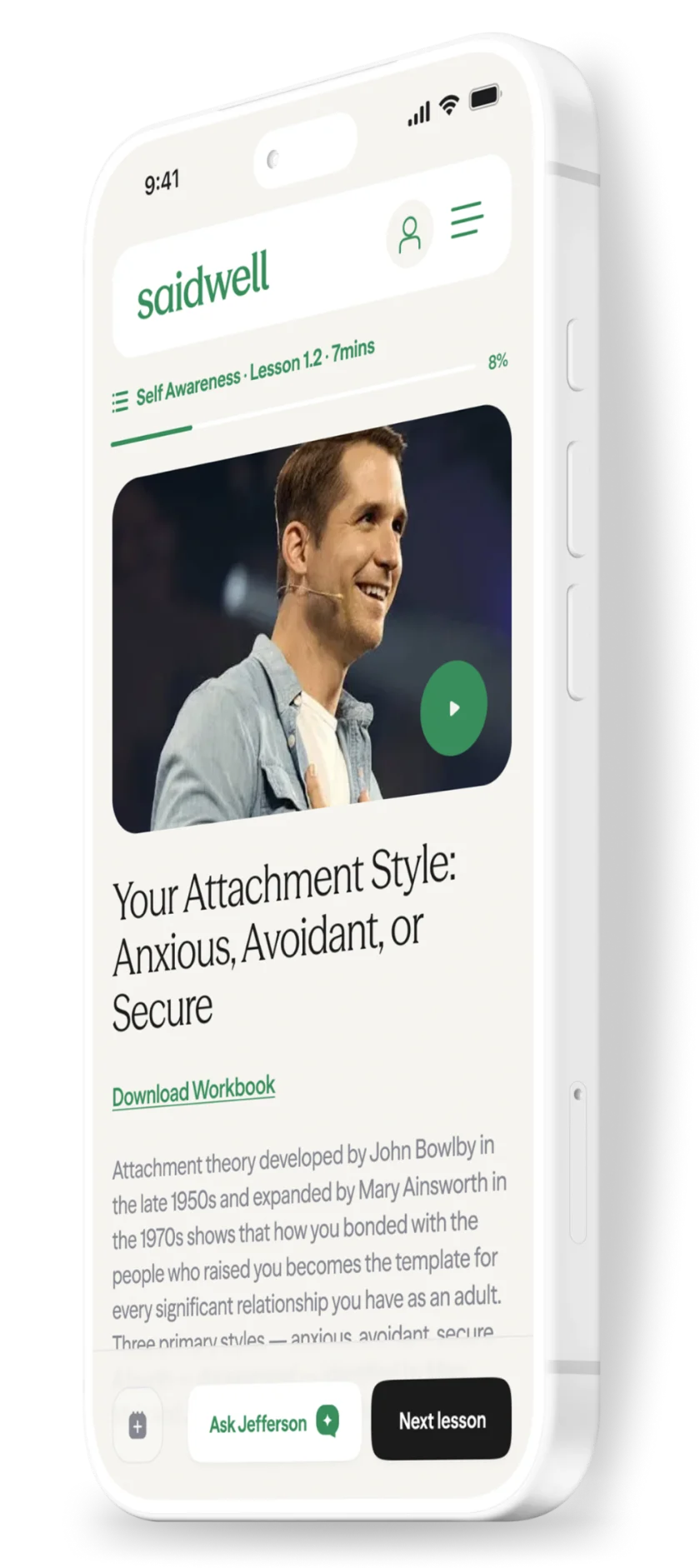 The saidwell app on a phone